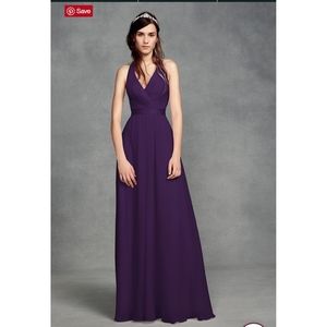 Chiffon Halter Bridesmaid Dress in Amethyst